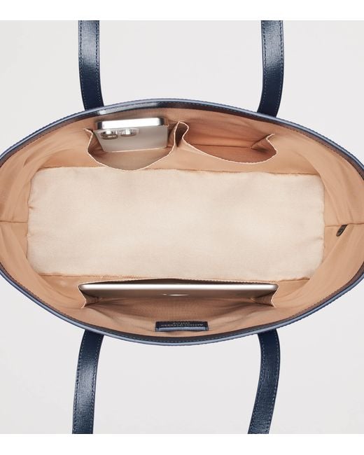 Aspinal Blue Leather Regent Tote Bag