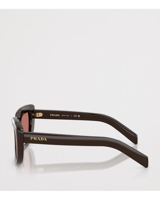 Prada Brown Pr D07S Rectangle Sunglasses