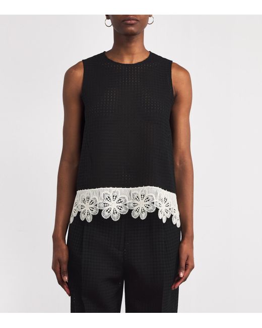 LaDoubleJ Black Crochet Lace-Trim La Scala Top