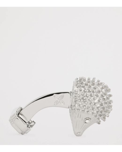 Tateossian White Palladium-Plated And Swarovski Crystal Hedgehog Cufflinks for men