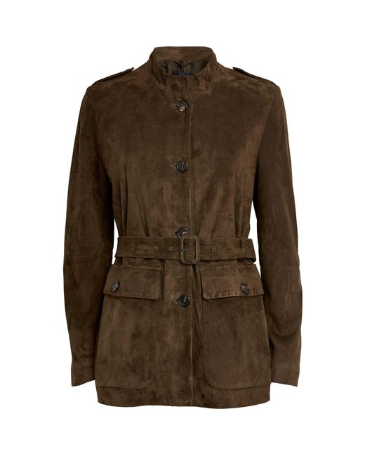 Max Mara Leather Lambskin Suede Jacket in Grey (Grey) | Lyst UK