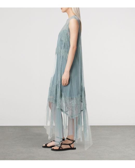 AllSaints Blue Lace Overlay Clara Dress
