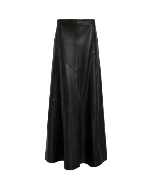 AllSaints Black Leather Giana Maxi Skirt