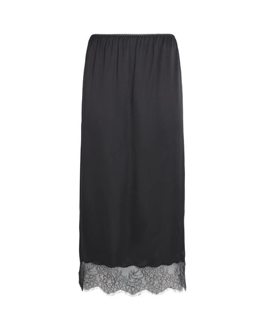 Anine Bing Black Silk-Blend Shelby Midi Skirt