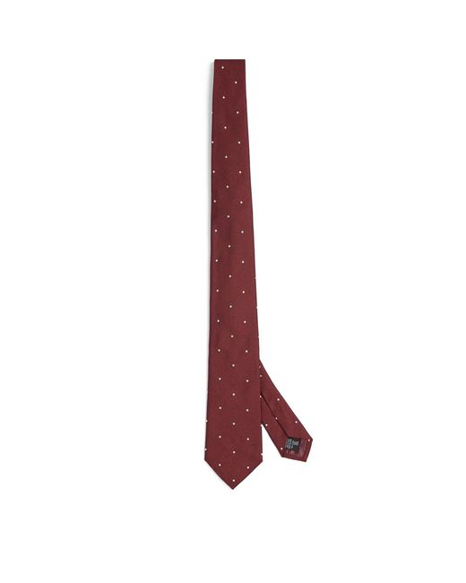 Emporio Armani Purple Silk Woven Polka-dot Tie for men