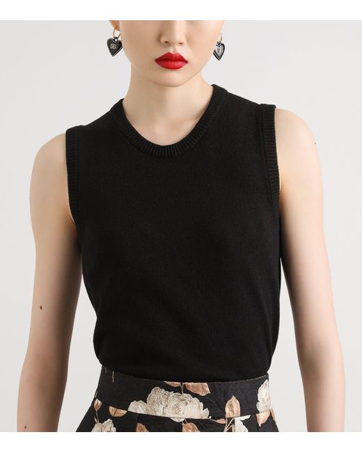 Dolce & Gabbana Black Cashmere Sweater Vest