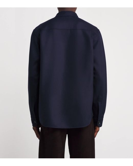 Brioni Blue Wool Twin-Pocket Overshirt for men