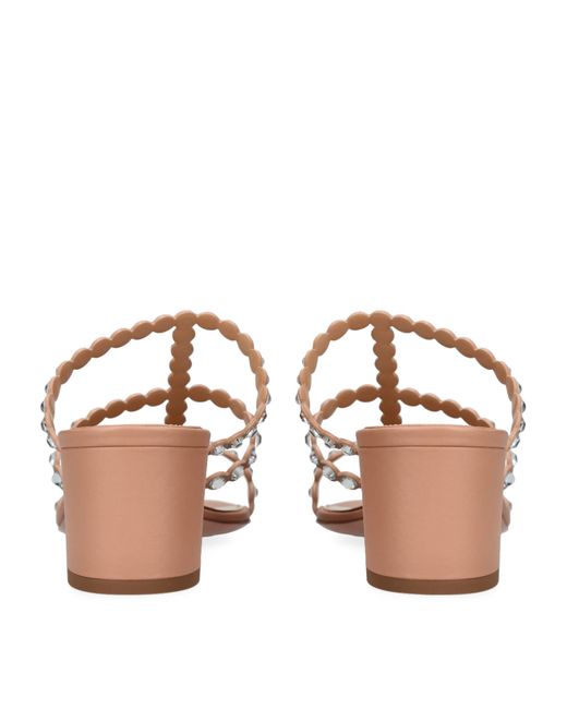Aquazzura Pink Leather Embellished Tequila Sandals 50