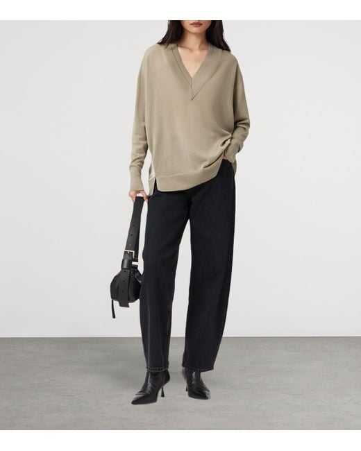 AllSaints Gray Wool Bern Sweater