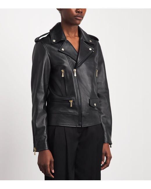 Eleventy Black Biker Leather Jacket