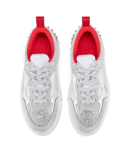 Christian Louboutin White Astroloubi Leather Strass Sneakers for men