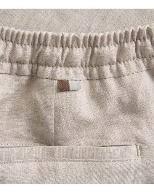 Canali Natural Linen Drawstring Trousers for men