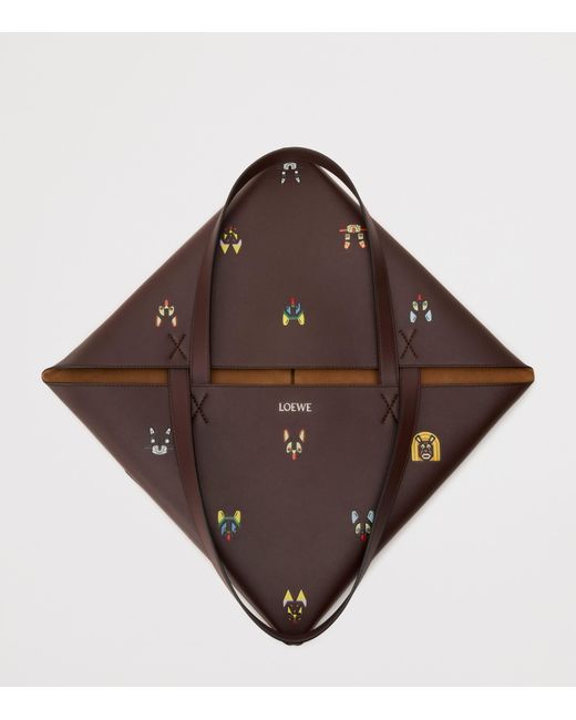 Loewe Brown X Louis Wain Xl Calfskin Puzzle Fold Tote Bag