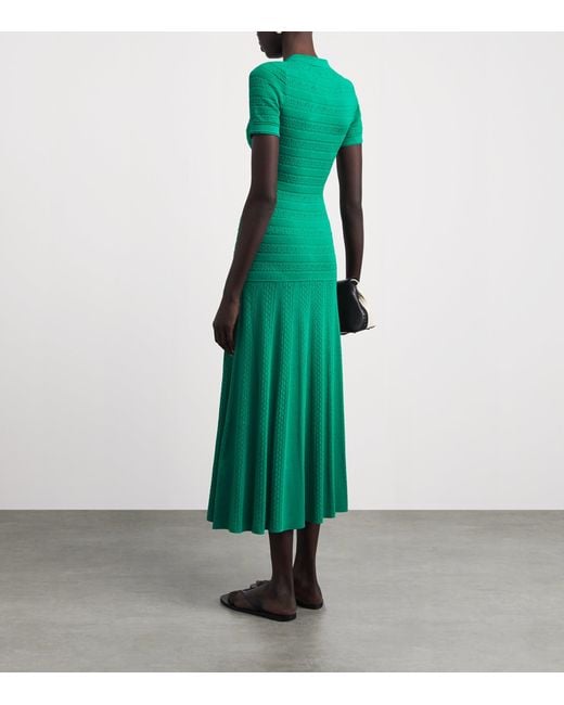 Sandro Green Knit Button-Down Midi Dress