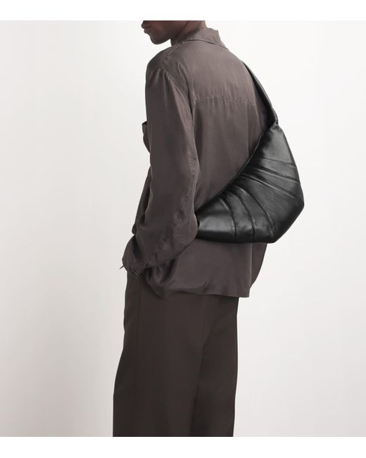 Lemaire Black Medium Nappa Leather Croissant Bag for men