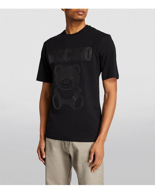 Moschino Black Logo Print Bear T-shirt for men