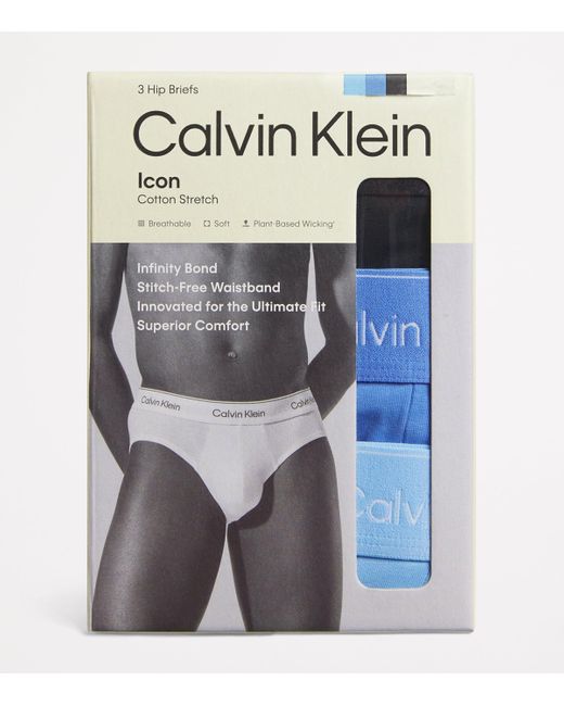 Calvin Klein Blue Cotton Stretch Icon Hip Briefs for men