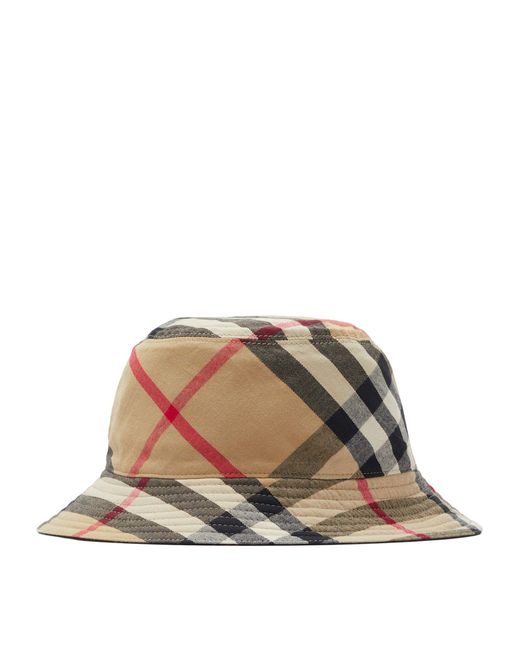 Burberry Black Reversible Check Print Bucket Hat for men