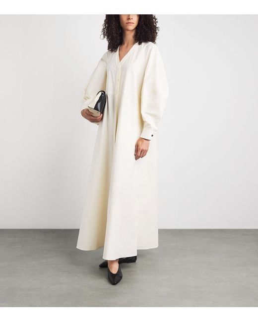 RETORI White Cotton Poplin Maxi Shirt Dress