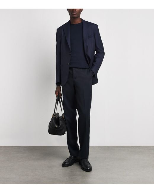 Corneliani Blue Virgin Wool-Silk Unlined Whisper Blazer for men