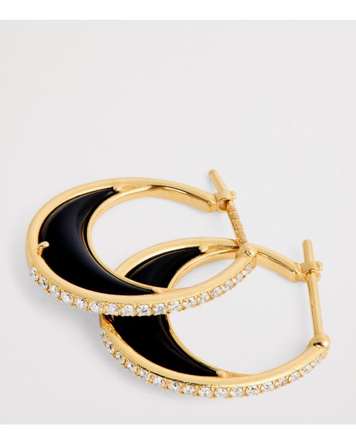 L'Atelier Nawbar Metallic And Diamond Bloop Moon N*93 Hoop Earrings