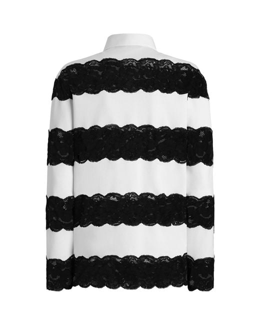 Dolce & Gabbana Black Lace-Trim Polo Shirt