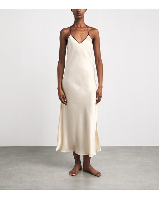 Olivia Von Halle White Silk Gala Slip Midi Dress