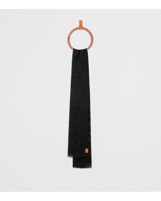 Loewe Black Wool-Silk Anagram Scarf