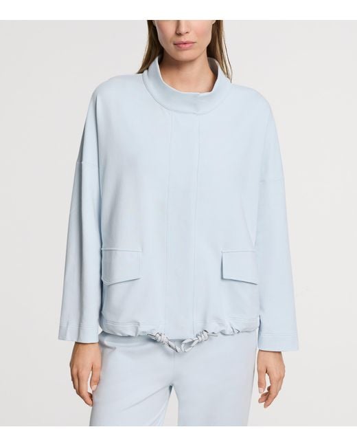 Hanro Blue Stretch-Cotton Natural Living Cardigan