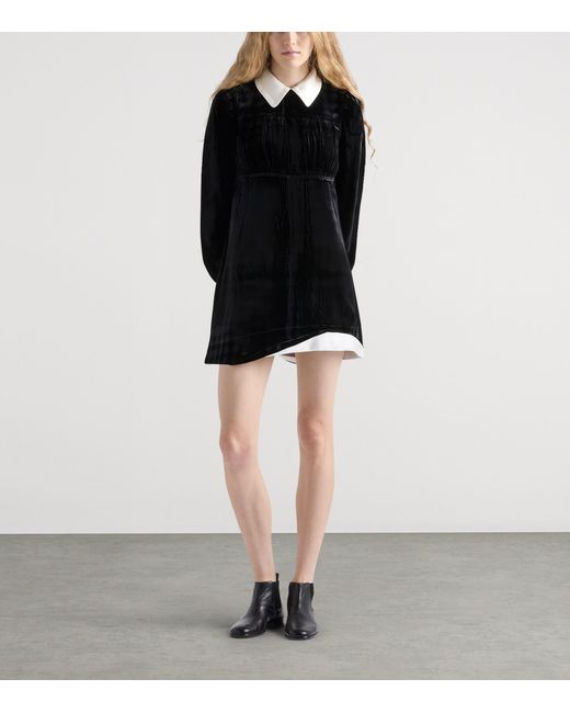 Prada Black Velvet Asymmetric-Hem Mini Dress