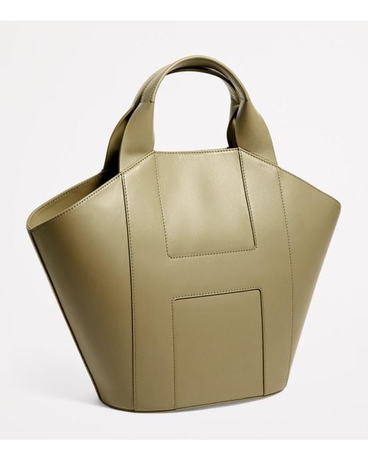 Harrods Green Medium Grab Leather Tote Bag