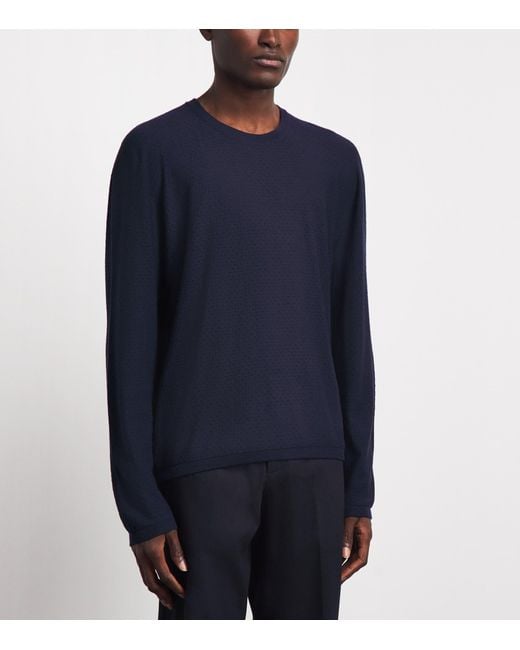Johnstons Blue Superfine Merino Sweater for men