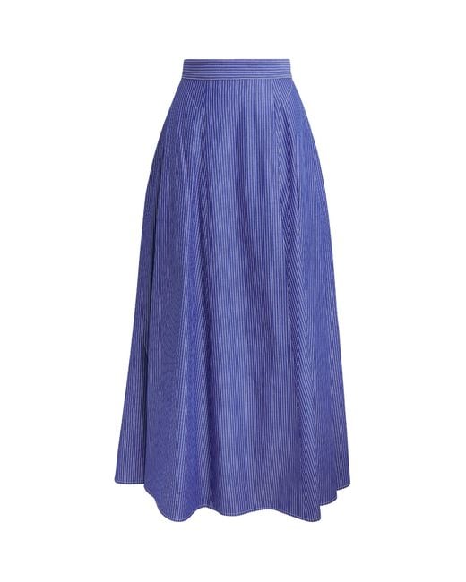 Palmer//Harding Blue Cotton Poplin Resilient Midi Skirt