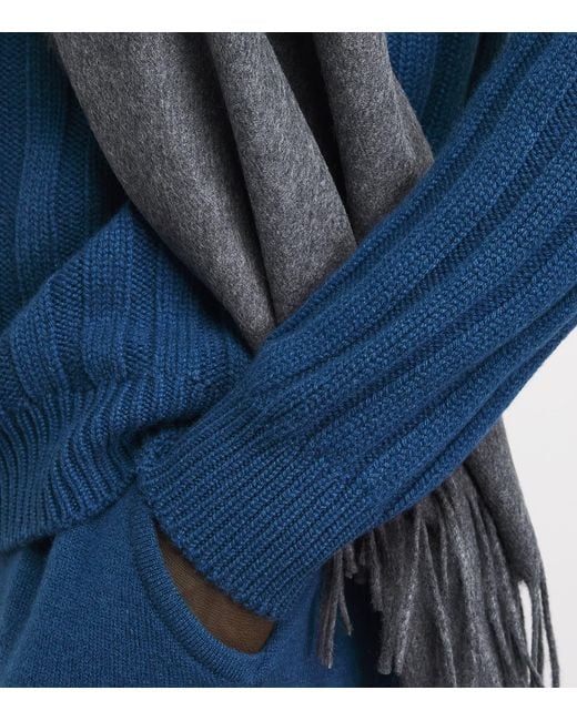 Johnstons Blue Cashmere Ribbed Sweater for men