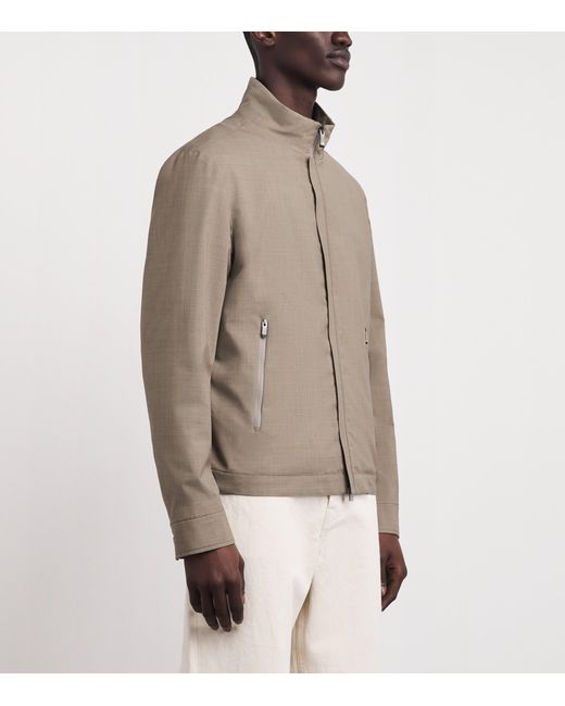 Paul & Shark Brown Wool-Silk Bomber Jacket for men