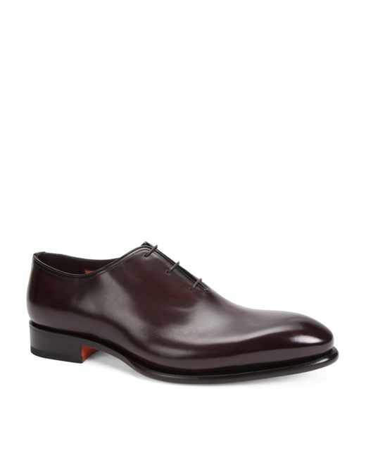 Santoni Brown Leather Carter Oxford Shoes for men