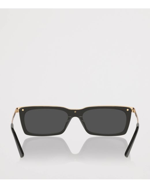 Saint Laurent Gray Acetate Rectangle Sunglasses