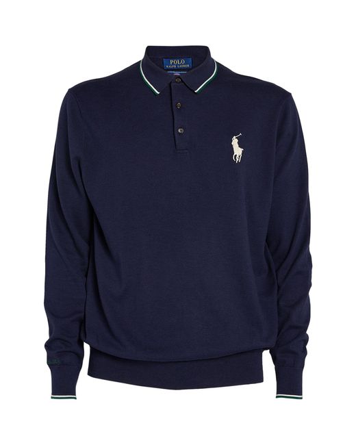 Polo Ralph Lauren Cotton X Wimbledon Long-sleeved Polo Shirt in Navy ...