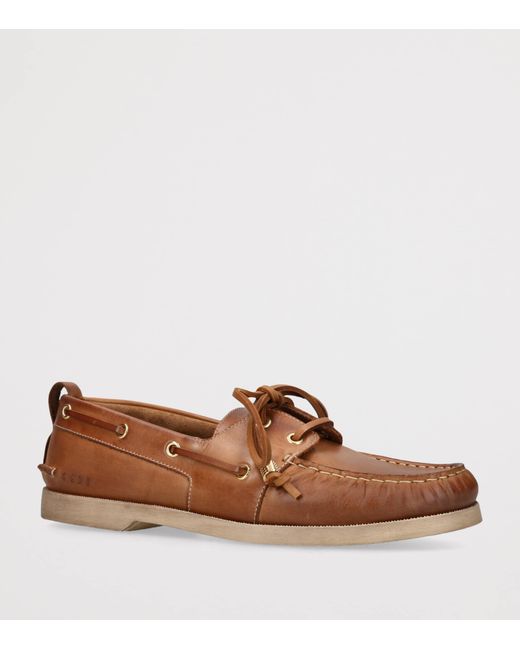Golden Goose Deluxe Brand Brown Leather Boat Shoes for men