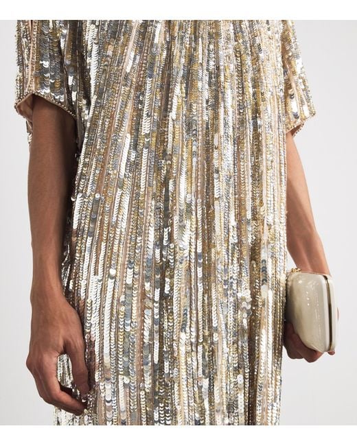 Jenny Packham Natural Embellished Desert Blossom Maxi Dress