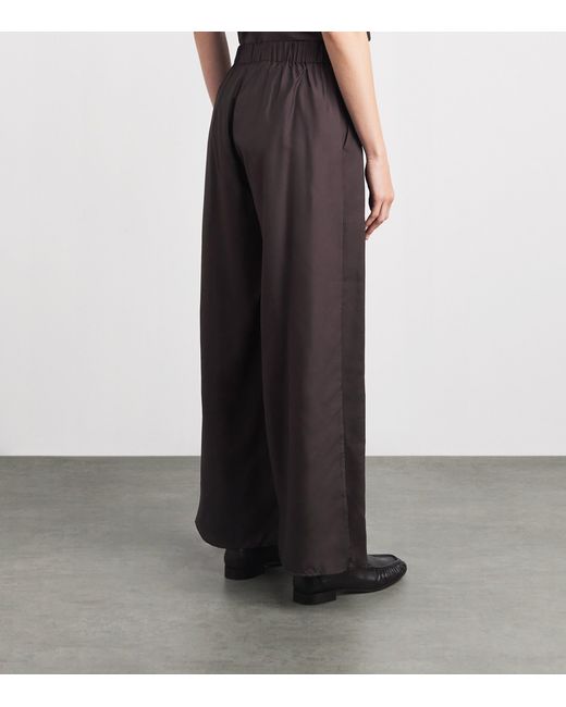 LeKasha Brown Silk Pamir Wide-Leg Trousers