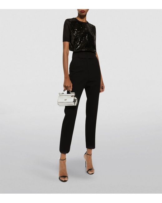 Dolce & Gabbana Black Sequinned Short-sleeve Top