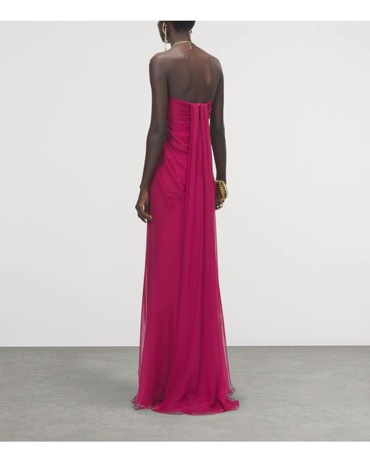 McQueen Pink Silk Draped Gown