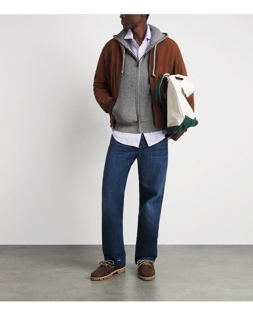 Polo Ralph Lauren Gray Wool-Cotton Waffle-Knit Zip-Up Hoodie for men