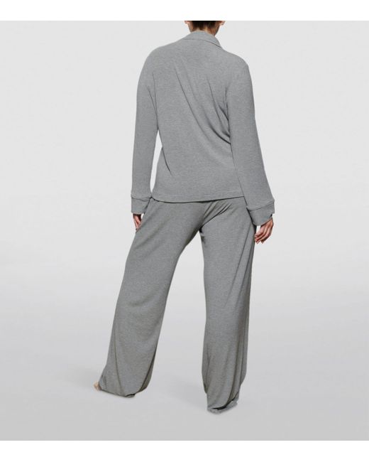 Skims Gray Sleep Ribbed Pyjama Set