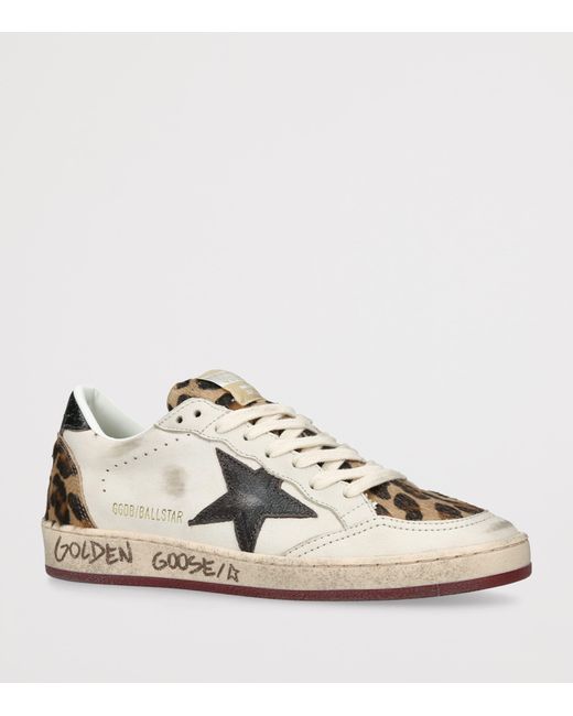 Golden Goose Deluxe Brand Natural Leather-Pony Hair Ballstar Sneakers