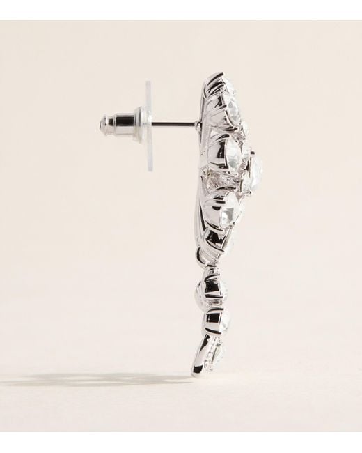 Self-Portrait Natural Crystal-Embellished Floral Drop Earrings