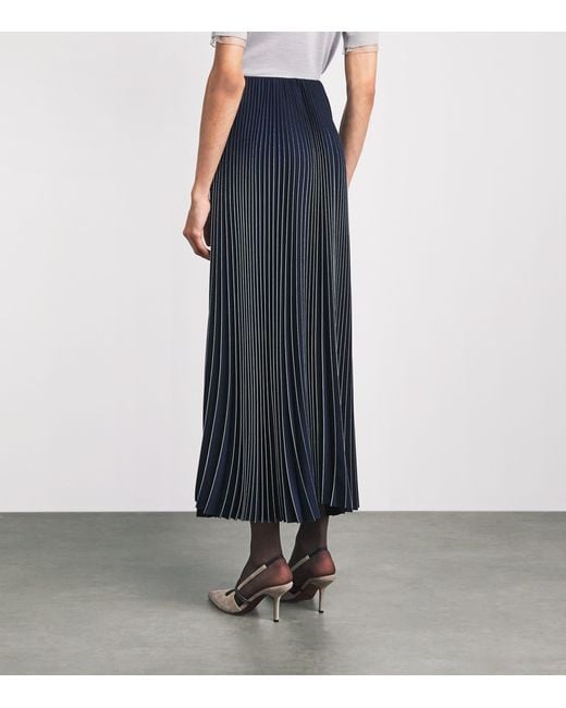 Fabiana Filippi Blue Crêpe De Chine Pleated Maxi Skirt