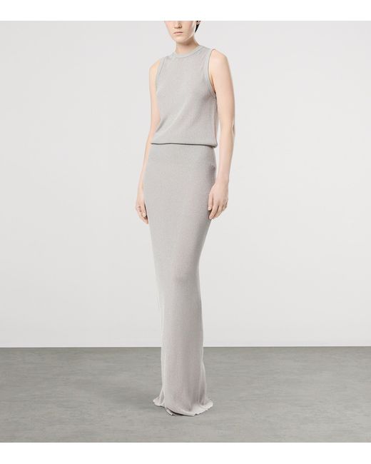 Tom Ford White Knitted Micro-Sequin Maxi Skirt