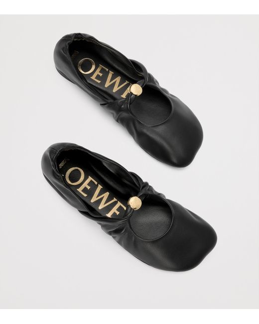Loewe Black Leather Pebble Soft Ballet Flats